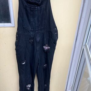 Edgy Black Distressed Jumpsuit